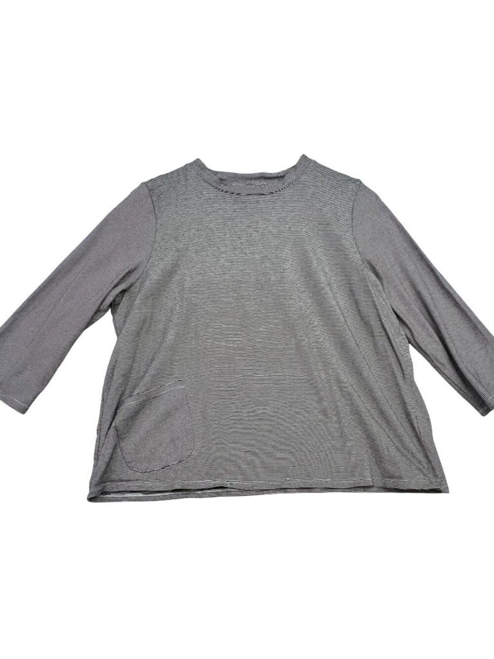 Pure Jill Women's Long Sleeve Tunic Top Knit Stretch Size L Black White Stripe
